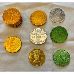 Vintage Lot 29 Metal Mardi Gras Doubloons Orpheus Night Tropics Wild Swans King